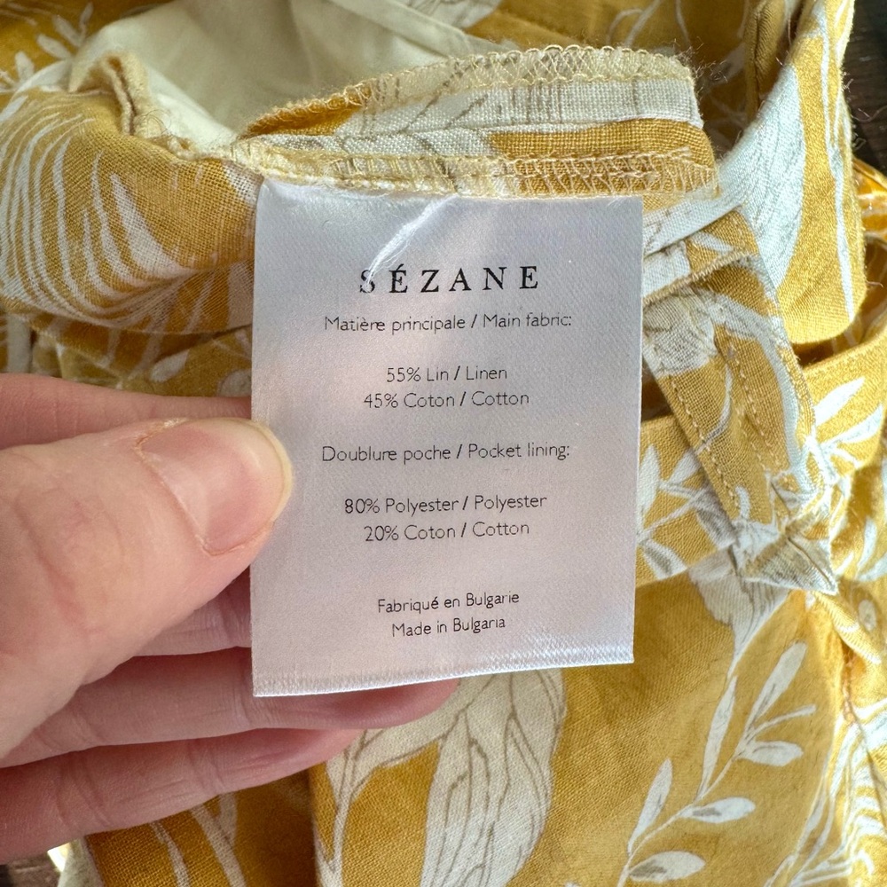 Sezane Yellow Print Lucas Linen Cotton Shorts - Picture 9 of 10